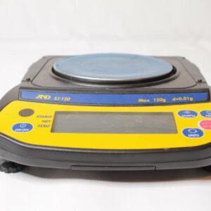 A&D Engineering EJ-120 Newton Compact Electronic Toploading Balance with LCD Display, 110mm Pan, +/-0.01g Linearity, 120g Capacity, 0.01g Readability