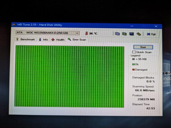 Hard drive 250GB WD2500AAKX test results