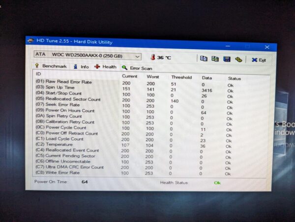 Hard drive 250GB WD2500AAKX test results