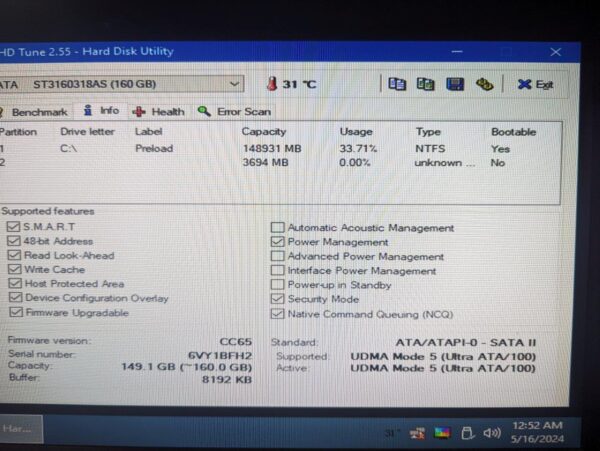 Seagate Barracuda 7200 160 GB 7200RPM SATA 3Gb/s 8MB Cache 3.5 Inch Internal Hard Drive ST3160318AS