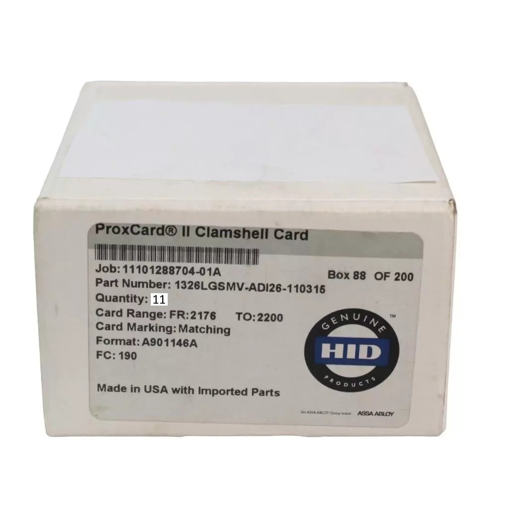 HID Global 1326LGSMV-ADI26-110315 (1326LGSMV-PACK11-110315) ProxCard II with ADI A901146A format – 11 Pack | Chicago HVAC tools and supplies HID Global 1326LGSMV-ADI26-110315 (1326LGSMV-PACK11-110315) ProxCard II with ADI A901146A format – 11 Pack