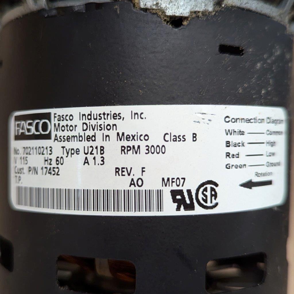 Rheem Blower Motor 7021-9137 Used FASCO 7021-9137 Draft Inducer Blower ...