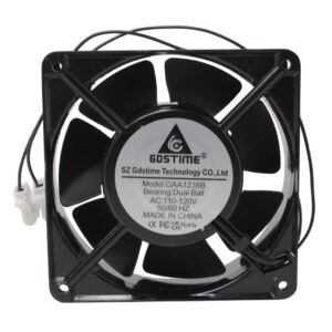 GDSTIME GAA1238B 120×120×38 mm 110–120V AC Dual-Ball-Bearing Axial Cooling Fan, 50/60Hz, 2-Wire Connector | Chicago HVAC tools and supplies GDSTIME GAA1238B 120×120×38 mm 110–120V AC Dual-Ball-Bearing Axial Cooling Fan, 50/60Hz, 2-Wire Connector