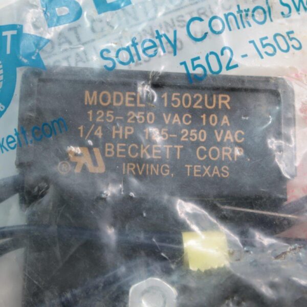 Beckett 1502UR Float-Actuated Drain Pan Overflow Safety Switch, 125–250 VAC, SPDT, 10A, UR Rated