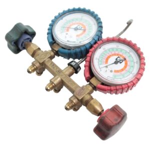 Imperial Mechanical 4-Valve Manifold Gauge Set – R410A/R22/R134a, Sight Glass, Aluminum Body, High-Precision Analog Gauges