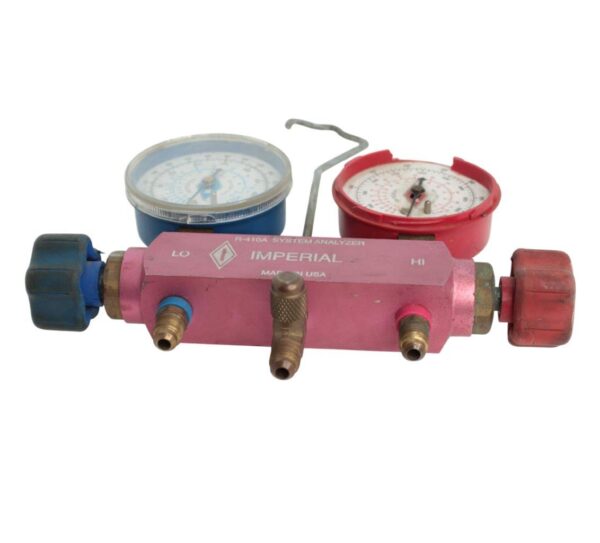Imperial R-410A System Analyzer Manifold Gauge Set – Dual O-Ring Valves, Precision Shock-Resistant Gauges, Auxiliary Valve Port, 800 PSI Working Pressure