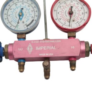 Imperial R-410A System Analyzer Manifold Gauge Set – Dual O-Ring Valves, Precision Shock-Resistant Gauges, Auxiliary Valve Port, 800 PSI Working Pressure