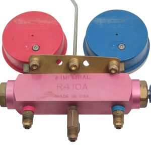 Imperial R-410A System Analyzer Manifold Gauge Set – Dual O-Ring Valves, Precision Shock-Resistant Gauges, Auxiliary Valve Port, 800 PSI Working Pressure