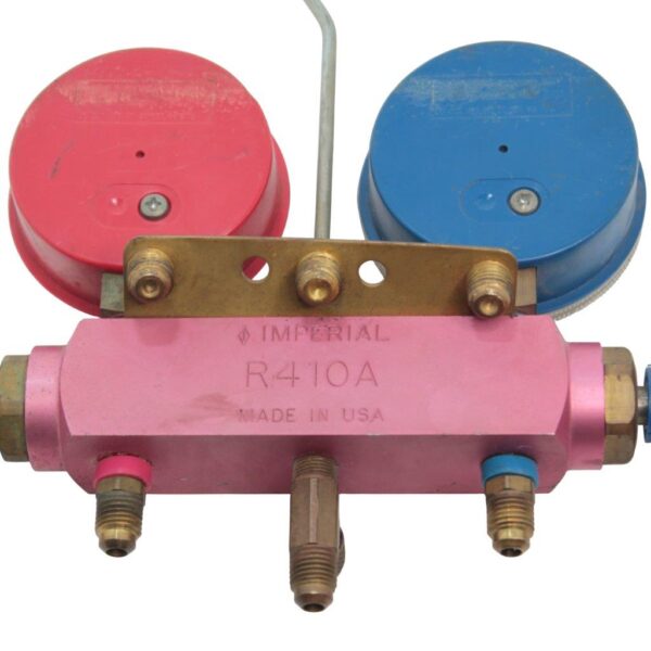 Imperial R-410A System Analyzer Manifold Gauge Set – Dual O-Ring Valves, Precision Shock-Resistant Gauges, Auxiliary Valve Port, 800 PSI Working Pressure
