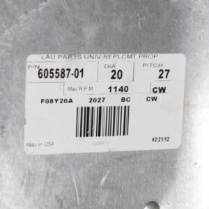 Lau 605587-01 20-Inch 4-Blade Fan – CCW Rotation, ½" Bore, Aluminum Blades, OEM Replacement for HVAC Condenser or Ventilation Units