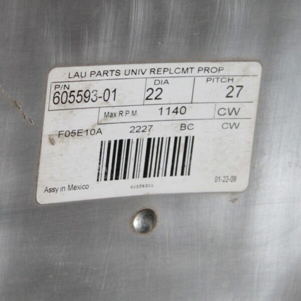 Lau 605593-01 22-Inch 4-Blade Fan – CW Rotation, ½" Bore, Aluminum Blades, OEM HVAC Condenser/Exhaust Fan Replacement