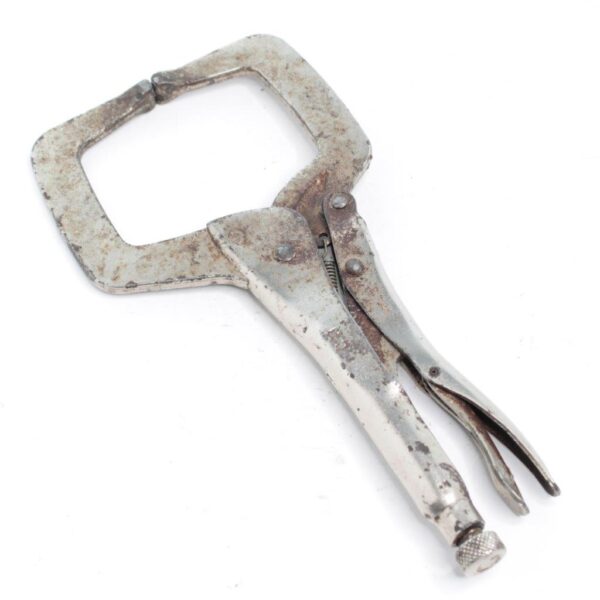 Master Mechanic Clamping Welding Pliers 11R – 11" Locking C-Clamp with Swivel Pads, Made in USA