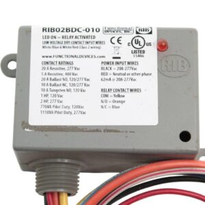 RIB RIB02BDC Enclosed Relay – 20A SPDT, Class 2 Dry Contact Input, 208–277VAC Coil Power, Surface Mount