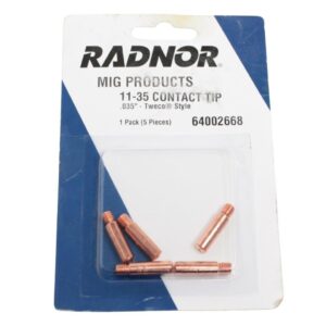 (5-Pack) Radnor 11 Series Contact Tip .035" x 1" with 0.044" Bore – Part No. 64002668