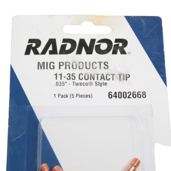 (5-Pack) Radnor 11 Series Contact Tip .035" x 1" with 0.044" Bore – Part No. 64002668
