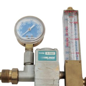 Linde Type R-5007 Inert Gas Regulator with Flowmeter – Preset 50 PSIG for Argon, Helium, C-25, and Nitrogen