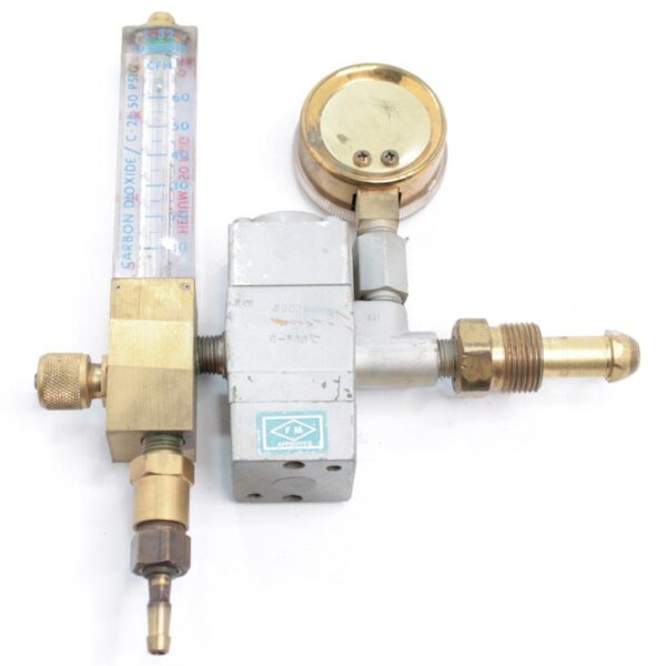 Linde Type R-5007 Inert Gas Regulator with Flowmeter – Preset 50 PSIG for Argon, Helium, C-25, and Nitrogen