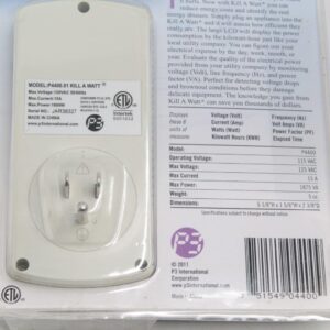 P3 International KILL A WATT Model P4400.01 Electricity Usage Monitor – Energy Consumption Analyzer