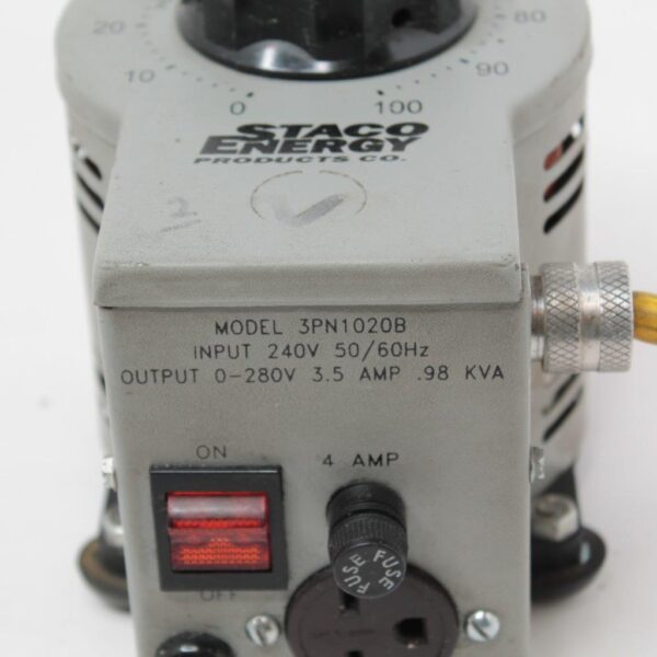 Staco Energy 3PN1020B Variable Autotransformer, 220–280V AC, 10A, 2.8kVA Output