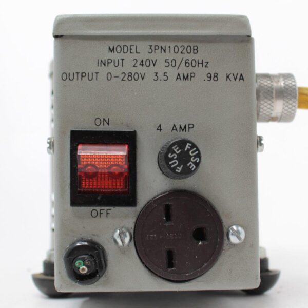 Staco Energy 3PN1020B Variable Autotransformer, 220–280V AC, 10A, 2.8kVA Output