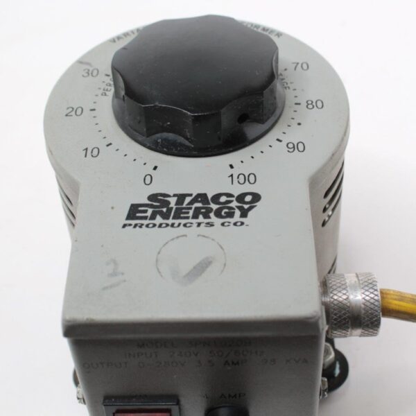 Staco Energy 3PN1020B Variable Autotransformer, 220–280V AC, 10A, 2.8kVA Output