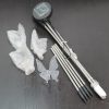 Set of 4 Solar-Powered Garden Butterfly Stakes with LED Illumination – Multi-Part Assembly with Stainless Steel Poles & Clear Acrylic Wings (Item #10598)