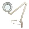 5″ Glass-Lens Magnifying Work Lamp w/ Covered Metal Swing Arm, Clamp Mount, White Finish