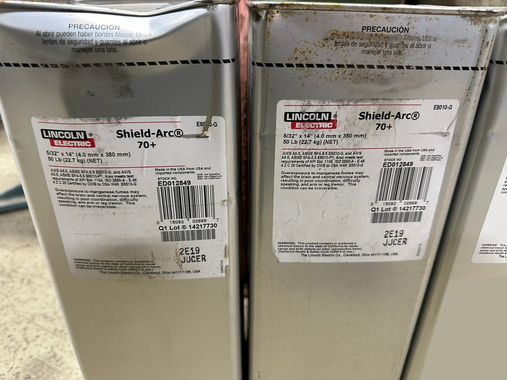 4xLincoln Electric Shield-Arc 70+ ED012849 E8010-G Welding Electrodes 5/32" x 14" 50 lb Steel Can | Chicago HVAC tools and supplies Lincoln Electric Shield-Arc 70+ ED012849 E8010-G Welding Electrodes 5/32" x 14" 50 lb Steel Can