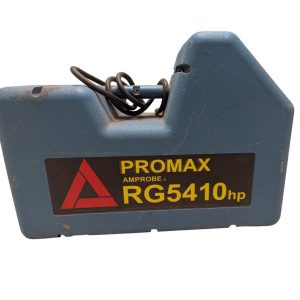 Blue Promax Amprobe RG5410hp battery pack with a coiled power cord and yellow label reading RG5410hp (informational image).