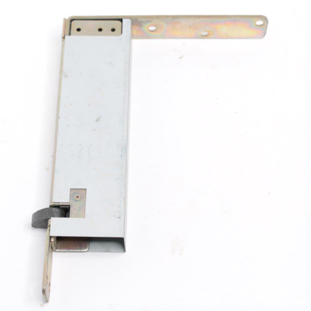 Glynn-Johnson- US26D_2 | Chicago HVAC tools and supplies Metal latch/lock mechanism with a long mounting bar and a curved lever, photographed on a white background, side view.