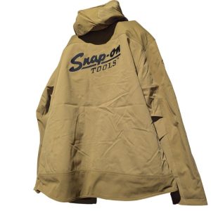 Tan hooded jacket with Snap-on Tools logo on the back.