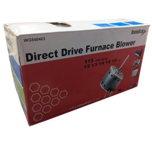 Direct Drive Furnace Blower box packaging with a motor illustration and model number WG840463
